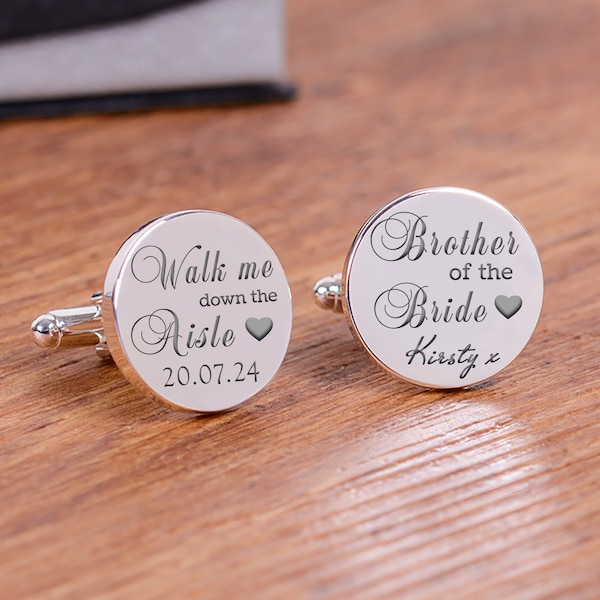 Walk Me Down The Aisle Wedding Cufflinks, Wedding Cufflinks, Father Of The Bride Wedding Cufflinks, Brother of the Bride Cufflinks