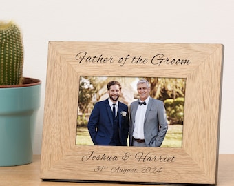 Parents of the Bride Photo Frame, Engraved Wedding Photo Frame, Mother of the Groom Frame, Father of the Bride Picture Frame