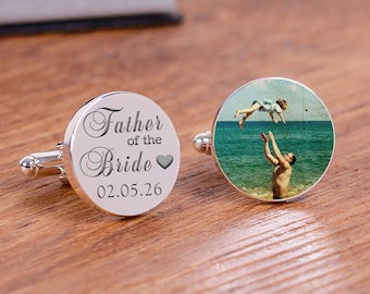 Photo Wedding Cufflinks for Dad – Father of the Bride or Father of the Groom Photo Cufflinks – Personalised Photo Gift