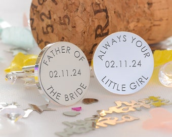 Father of The Bride Cufflinks, Father of the Bride Always Your Little Girl Wedding Cufflinks, Always Your Little Girl Cufflinks