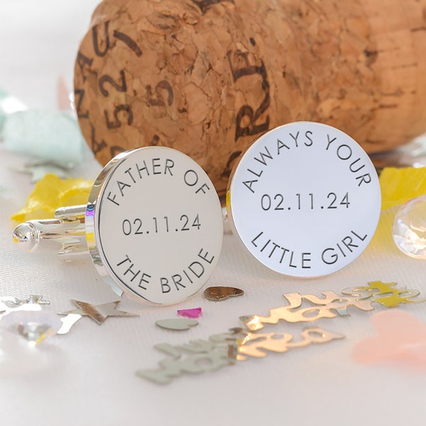 Father of The Bride Cufflinks, Father of the Bride Always Your Little Girl Wedding Cufflinks, Always Your Little Girl Cufflinks