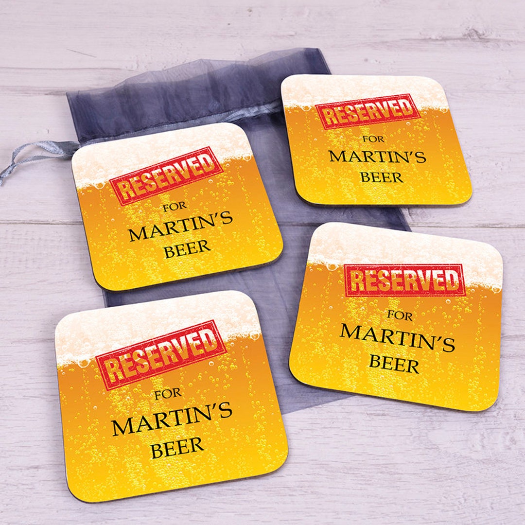 Personalised Beer Coasters Set Custom Set of Four Coasters Etsy UK