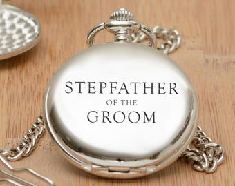 Personalized Stepfather Wedding Pocket Watch: Engraved Keepsake Gift