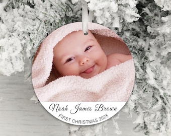 Baby's First Christmas Photo Decoration, Hanging Photo Decoration, Photo Upload Decoration, 1st Christmas Decoration, Christmas Photo Bauble