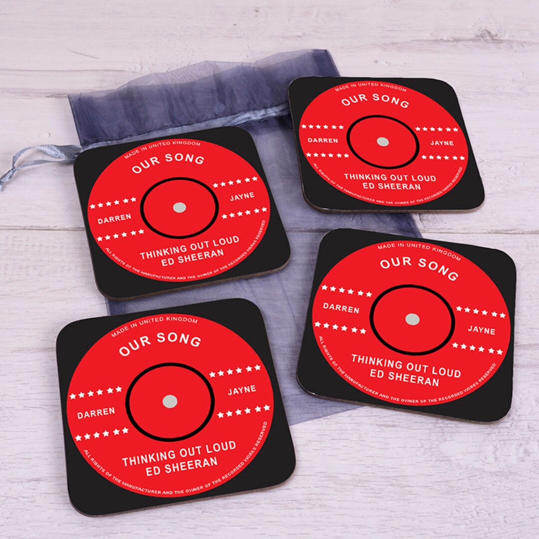 Personalised Our Song Coasters Set, Custom Set of Four Coasters, Our