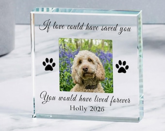 Personalised Dog Memorial with Photo, In Memory of Dog Glass Plaque, Dog Remembrance Gift, Custom Dog Loss Keepsake