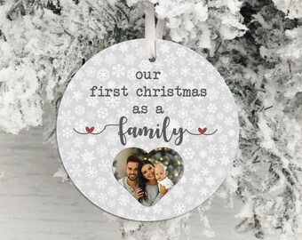 Our First Christmas as a Family Photo Upload Decoration, Our First Christmas Bauble, Family Photo Upload Decoration