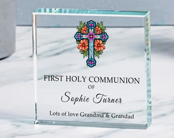 First Holy Communion Glass Token, First Communion Glass Token, Personalised First Holy Communion, Personalised Gift for First Holy Communion
