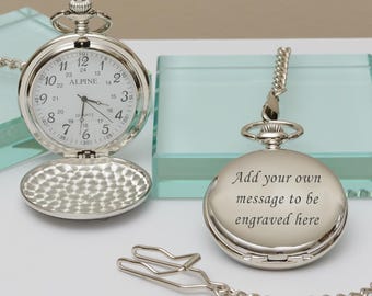 Personalised Pocket Watch, Engraved Any Message Pocket Watch, Bespoke Wedding Watch, Personalisable Pocket Watch, Engraved Thank You Gift