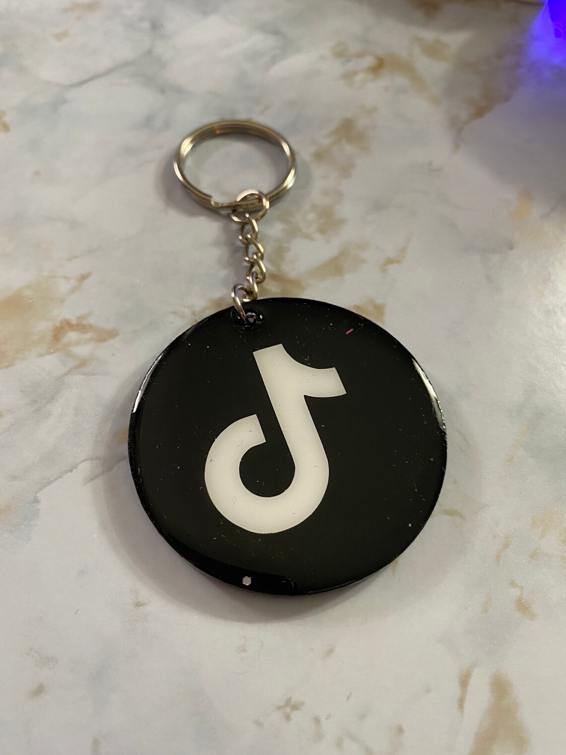 TikTok Keychain 2 Round with Glitter and Resin Etsy