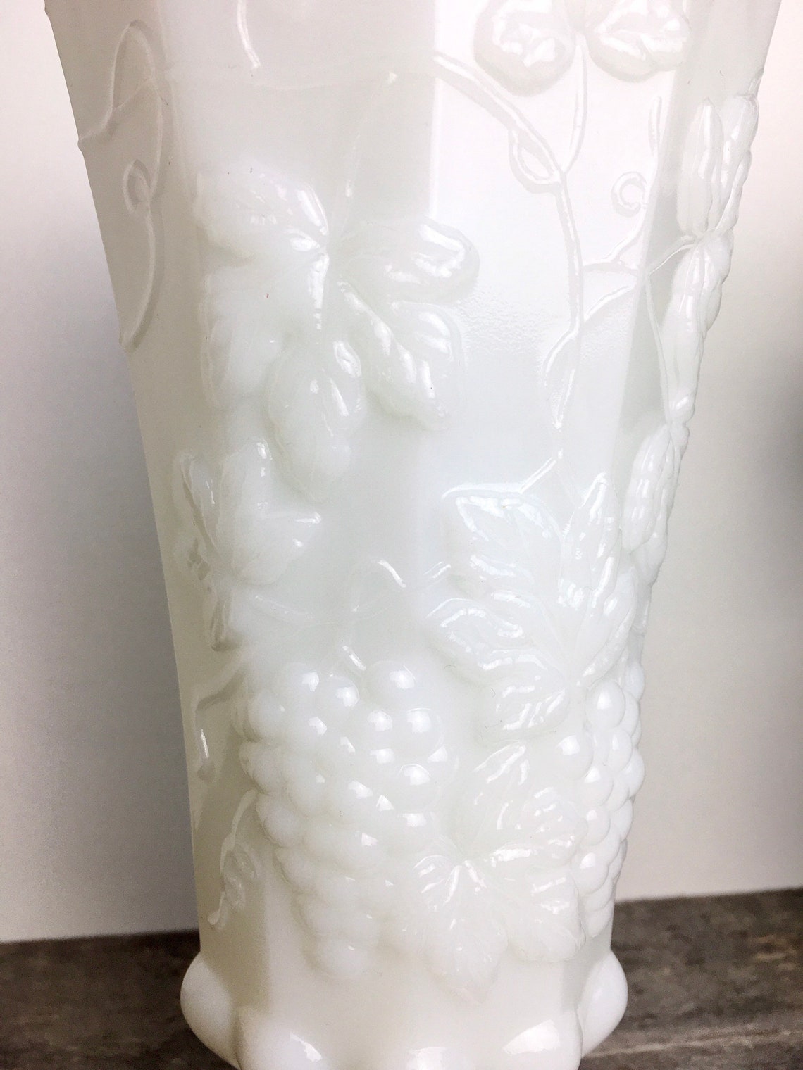 Vintage Westmoreland Milk Glass Paneled Grape Vase 9 Tall Etsy