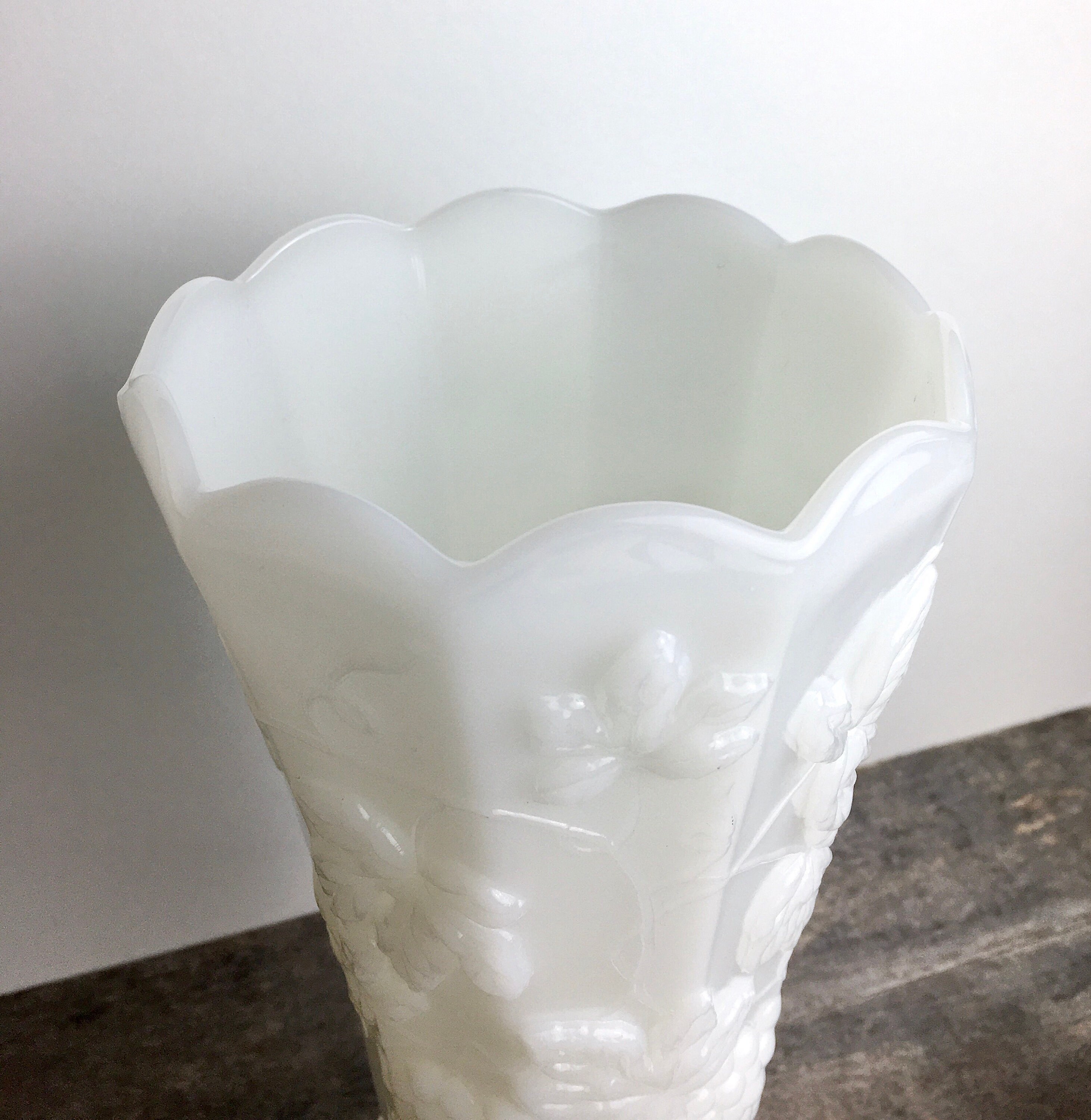 Vintage Westmoreland Milk Glass Paneled Grape Vase 9 Tall Etsy