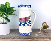 Vintage Crock Shop Ceramic Pitcher with Summery Watermelon Design, Santa Ana Ca, Stoneware