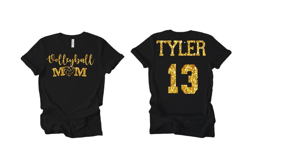 Volleyball Mom Custom Glitter Shirt/customized name, number, and colo…