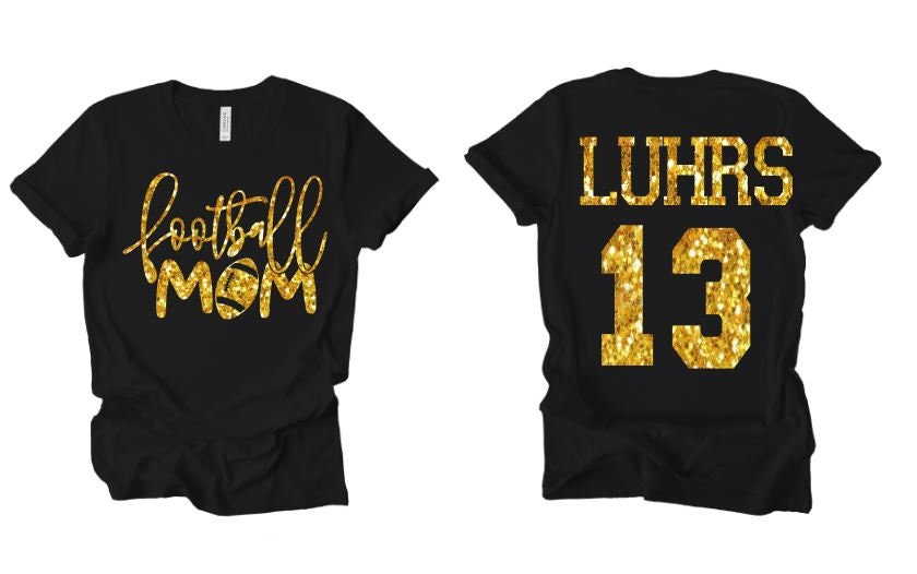 Football Mom Custom Glitter Shirt/customized name, number, and colors…