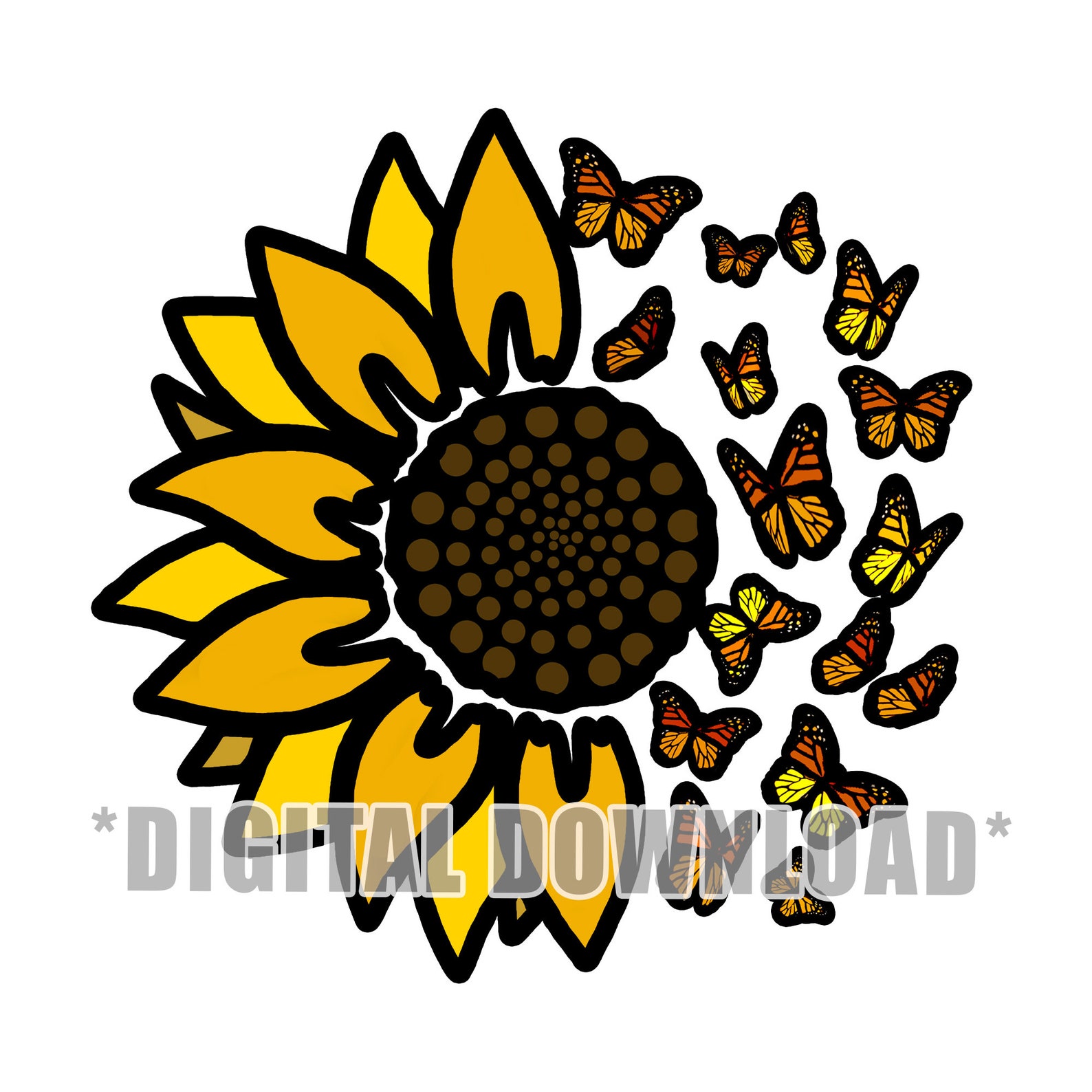 Sunflower and Butterflies DIGITAL FILES Etsy