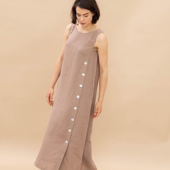 taupe linen dress Linen mini dress SIWA in Deep taupe
