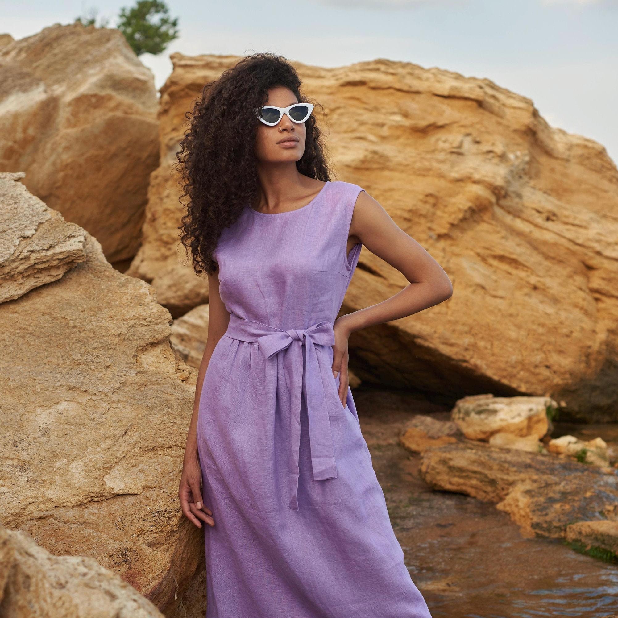 lavender linen dress Maxi Linen Dress Margo