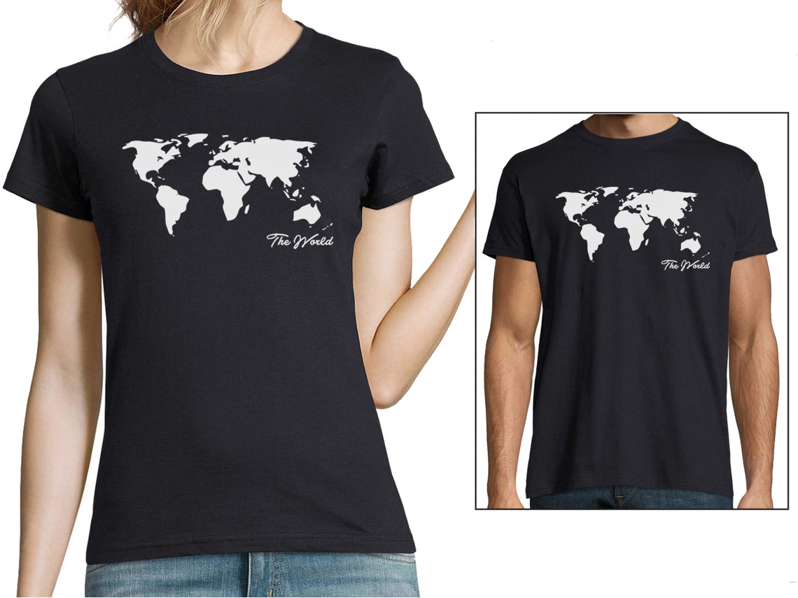 World Map Shirt World Traveler Tee Travel Tshirt With Earth Etsy