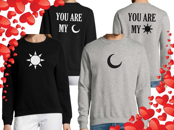 Couple Sweatshirt Matching Set Sun and Moon, Girlfriend Boyfriend Jumper  Gift for Valentines Day, Husband & Wife Unisex Sweater for Mr Mrs -   Canada