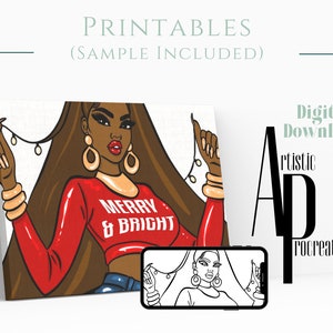 Digital Download/ Pre Drawn Outline Canvas Image/ Christmas/ DIY Canvas/ Party/ Paint Kit/ PNG/ paint party/ Adults/ Teens