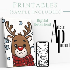 Digital Download/ Pre Drawn Outline Canvas Image/ Christmas/ DIY Canvas/ Party/ Paint Kit/ PNG/ paint party/ Adults/ Teens