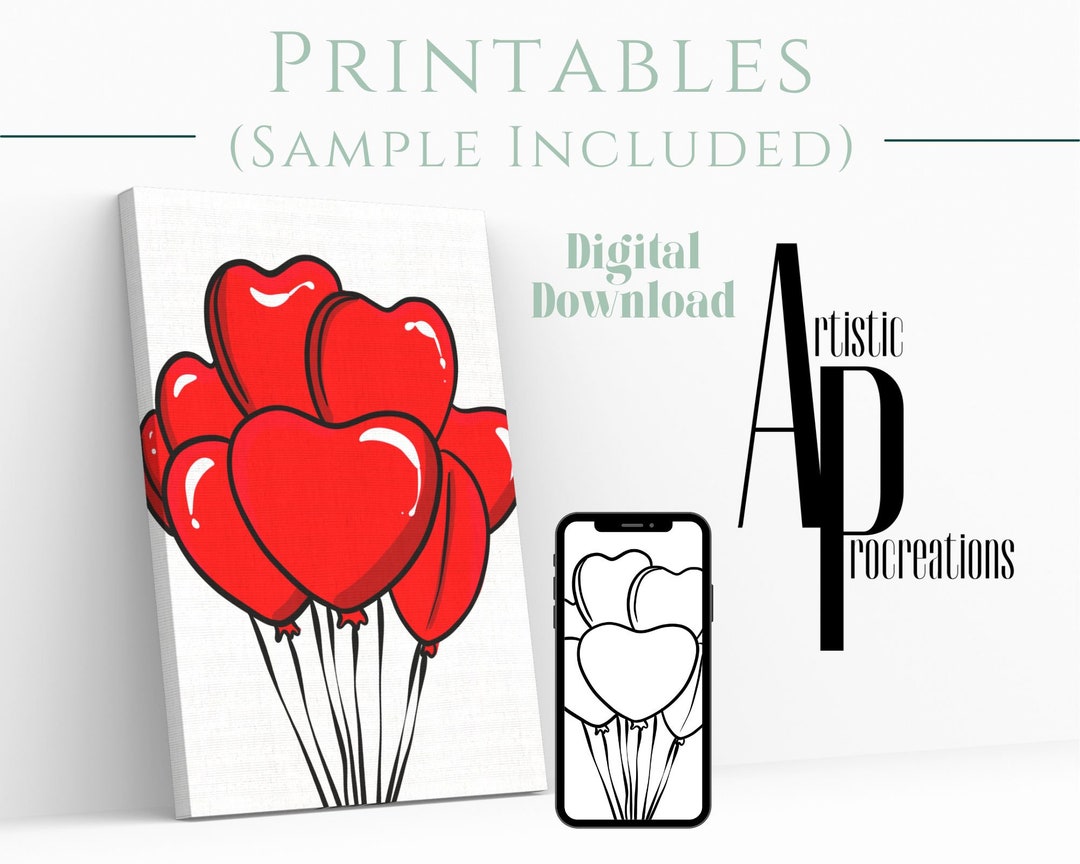 Canvas Printable/ Pre Drawn Outline Canvas DIY Valentines / DIY Canvas