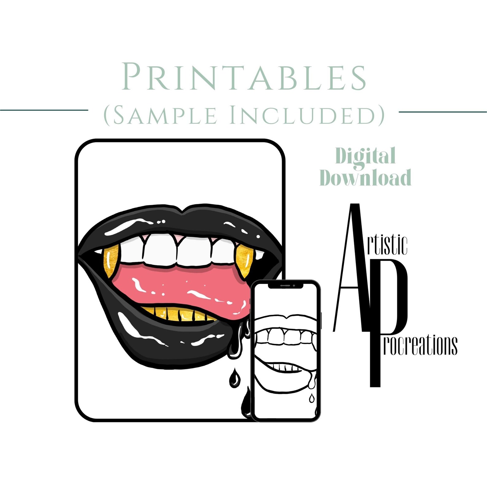 Vampire Drip Canvas Printable Vampire Drip/ Pre Drawn Outline Canvas/ DIY Canvas ...