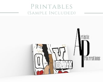 Canvas Printable/ Pre Drawn Outline Canvas Q&K II 22/ DIY Canvas/ Party/ Paint Kit/ PNG/ paint party/ Adults/ Teens