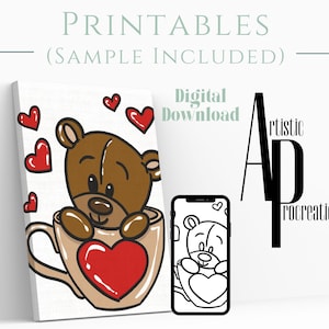 Lienzo imprimible/Lienzo con contorno prediseñado para hacer tú mismo en San Valentín/Lienzo para hacer tú mismo/Fiesta/Kit de pintura/PNG/Fiesta de pintura/Adultos/Adolescentes
