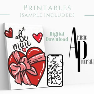 Canvas Printable/ Pre Drawn Outline Canvas DIY Valentine’s/ DIY Canvas/ Party/ Paint Kit/ PNG/ paint party/ Adults/ Teens