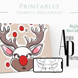 Digital Download/ Pre Drawn Outline Canvas Image/ Christmas/ DIY Canvas/ Party/ Paint Kit/ PNG/ paint party/ Adults/ Teens