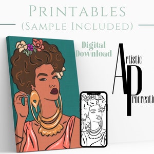 Sip & Paint Party/ Pre Drawn Canvas DIY Rosy/ Instant Download/ DIY Canvas/Party/ Paint Kit/PNG download/paint party/Adults