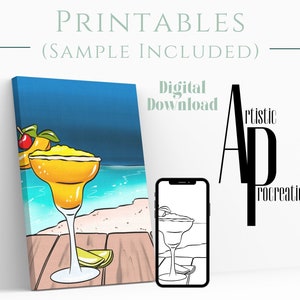 Sip & Paint Party/ Pre Drawn Canvas DIY Sip in the Sand/ Instant Download/ DIY Canvas/ Party/ Paint Kit/ PNG download/ paint party/ Adults