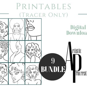 Pre Drawn Outline Canvas DIY Bundle/ Instant Download/ DIY Canvas/ Paint Kit/ PNG digital download/ Png/ paint party/ Adults/ Teens