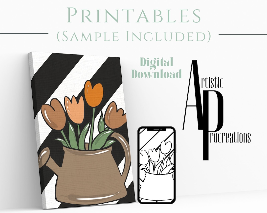 Canvas Printable/ Pre Drawn Outline Canvas DIY Spring / DIY Canvas
