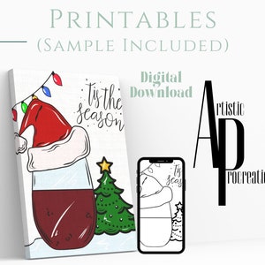 Digital Download/ Pre Drawn Outline Canvas Image/ Christmas/ DIY Canvas/ Party/ Paint Kit/ PNG/ paint party/ Adults/ Teens