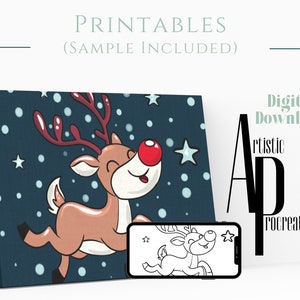 Digital Download/ Pre Drawn Outline Canvas Image/ Christmas/ DIY Canvas/ Party/ Paint Kit/ PNG/ paint party/ Adults/ Teens