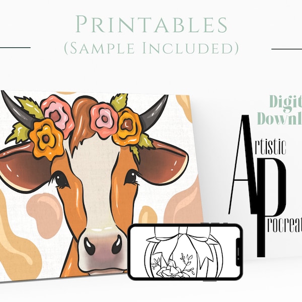 Pre Drawn Outline Canvas DIY Cow/ Instant Download/ DIY Canvas/ Paint Kit/ PNG digital download/ Png/ paint party/ Adults/ Teens