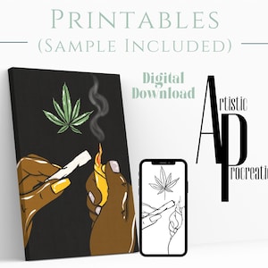 Pre Sketched Canvas/ 420/ Paint Party/ Canvas Outline/ DIY Canvas/ Smoke Party/ Adult Party/ Sip and Paint/ Wine and Paint/ Digital Download