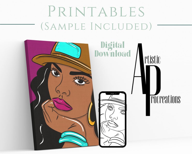 Canvas Printable/ Pre Drawn Outline Canvas DIY / DIY Canvas/ Etsy