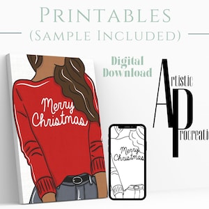 Digital Download/ Pre Drawn Outline Canvas Image/ Christmas/ DIY Canvas/ Party/ Paint Kit/ PNG/ paint party/ Adults/ Teens