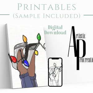 Digital Download/ Pre Drawn Outline Canvas Image/ Christmas/ DIY Canvas/ Party/ Paint Kit/ PNG/ paint party/ Adults/ Teens