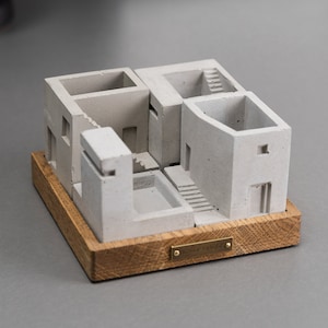 Concrete House Desk Tidy, Office and home desk decor, Small desk organiser, Stationery organiser, Gift for architect