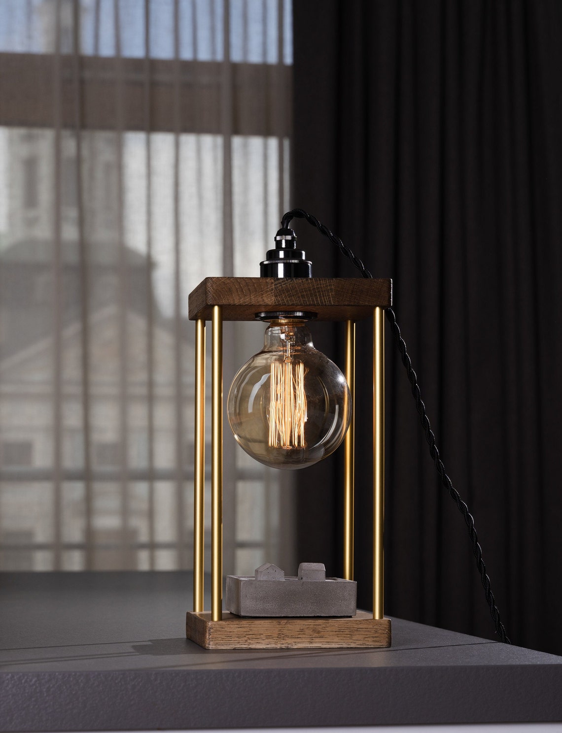 Minimalist Nightstand Lamp, Vintage Nightstand Lamp, Industrial