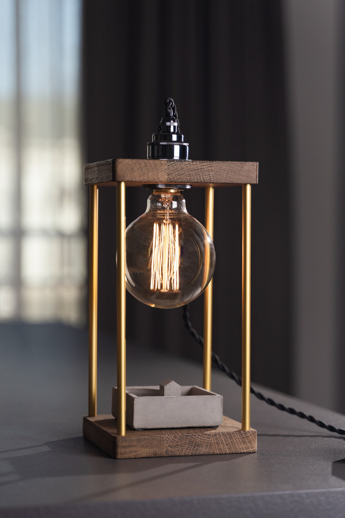 Minimalist Nightstand Lamp, Vintage Nightstand Lamp, Industrial