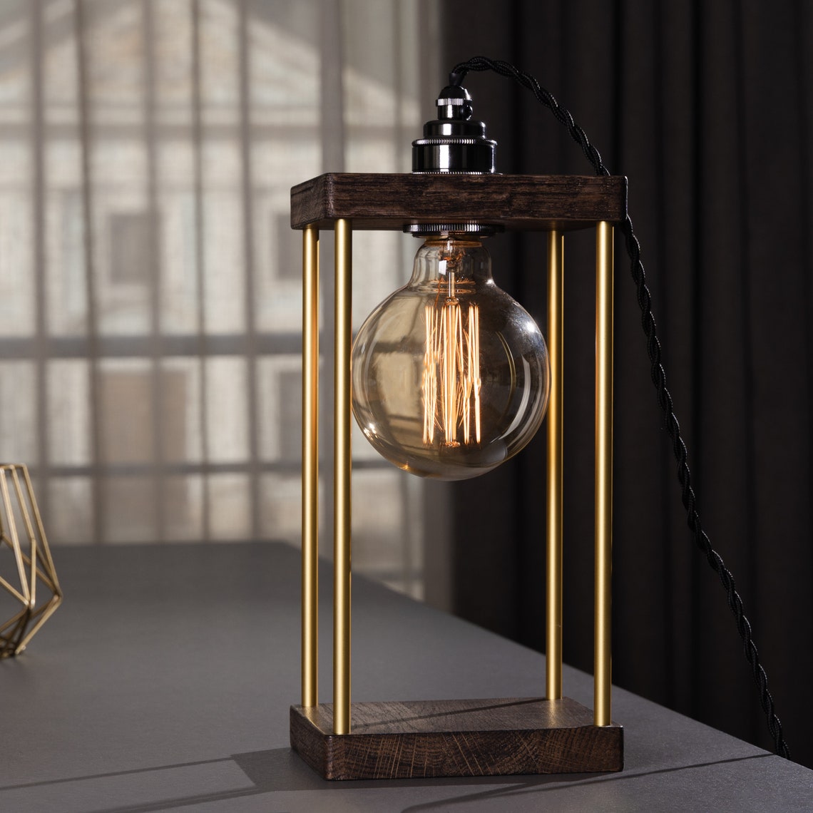 Minimalist Nightstand Lamp, Vintage Nightstand Lamp, Industrial