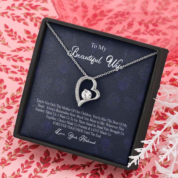 Heart To My Wife Necklace, Anniversary Gift For Wife Birthday Gift