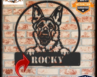 Personalized German Shepherd Metal Sign, Custom Dog Name Art