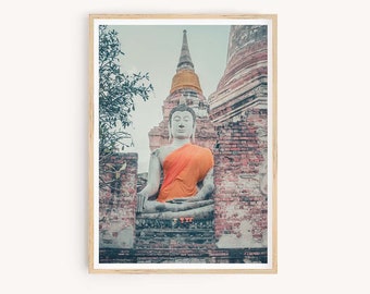 Buddha-Tempel Foto | Buddha-Statue | Thailand Reisefotos | Asiatische Kunst und Kultur | Vintage Digitaldrucke | Sofortiger digitaler Download